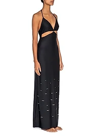 Noche Embellished Cut-Out Cover-Up Dress