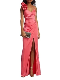 Rosa Jersey Floral Appliqué Gown