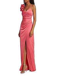 Rosa Jersey Floral Appliqué Gown
