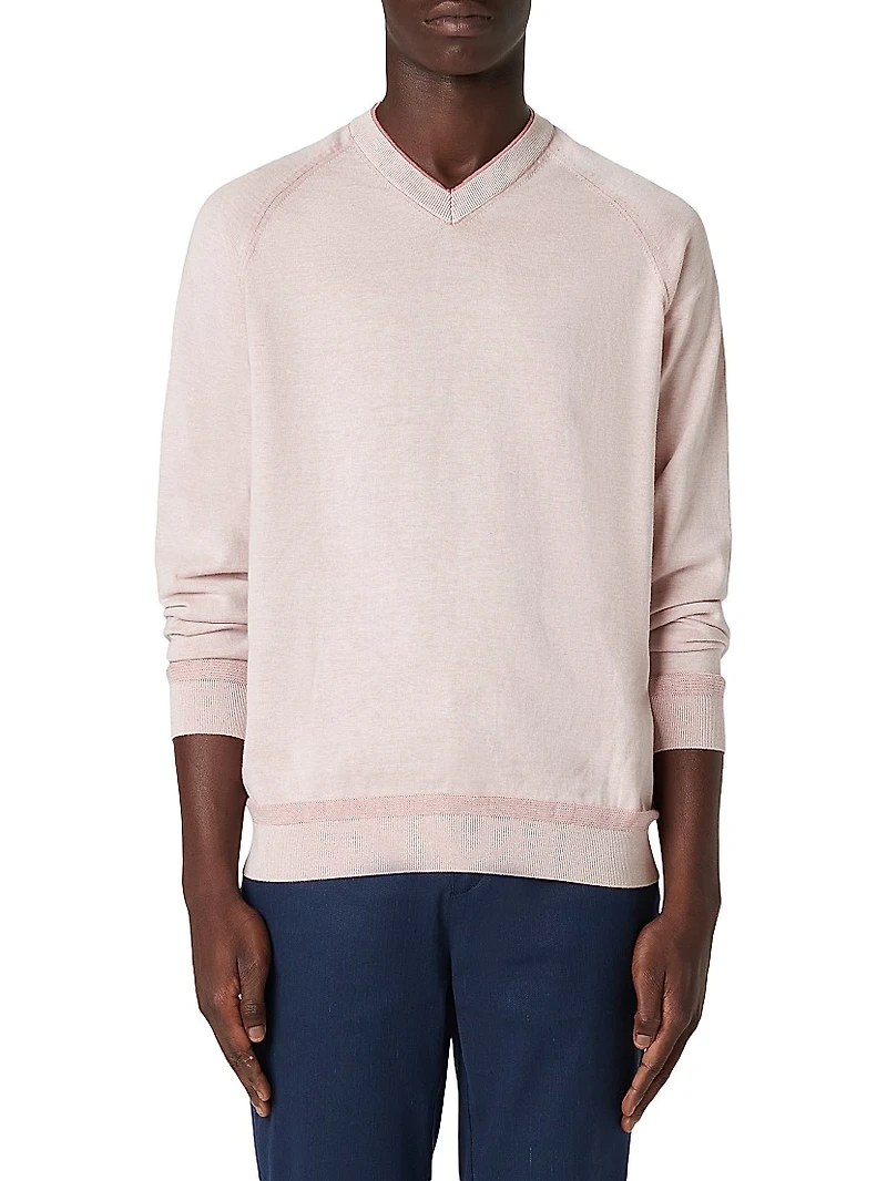 Cotton-Silk V-Neck Sweater