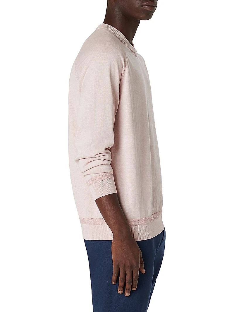 Cotton-Silk V-Neck Sweater