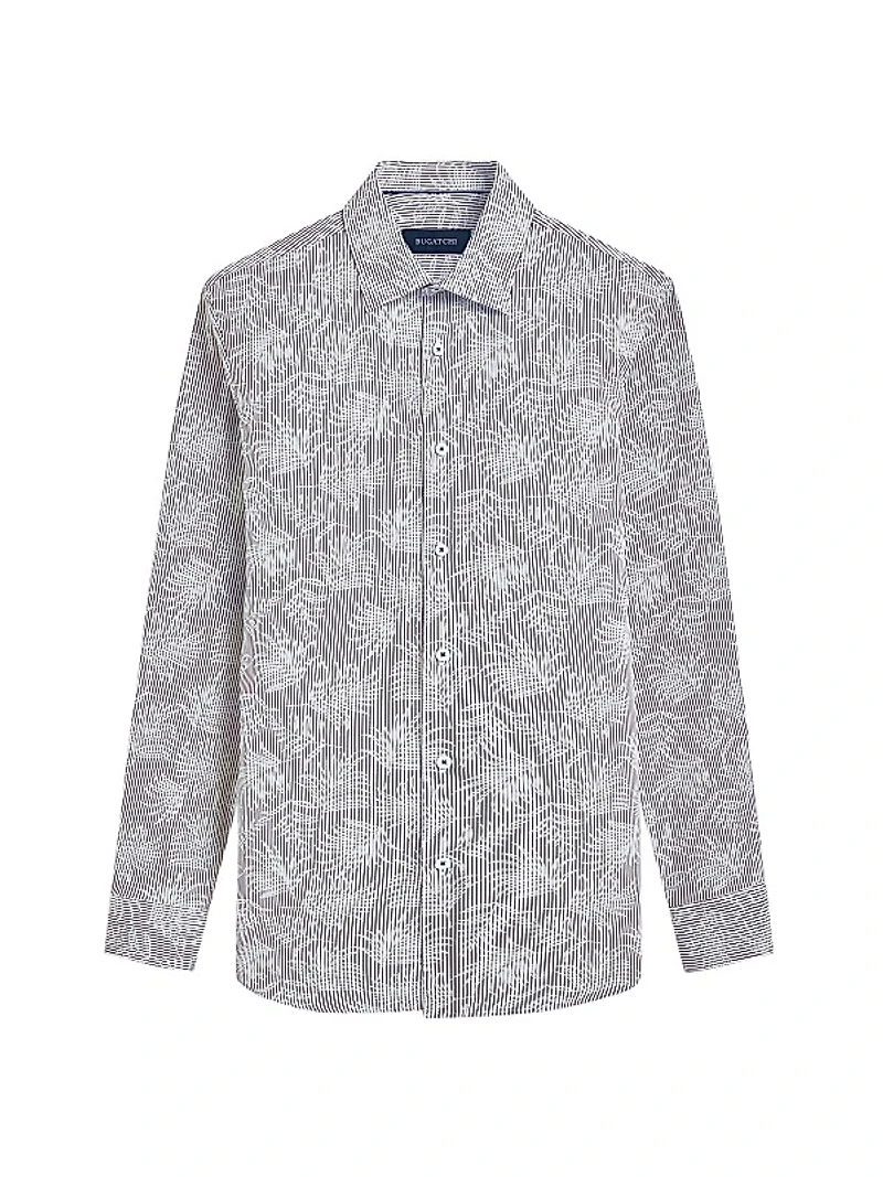 Julian Pinstriped & Leaf Button-Front Shirt