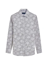 Julian Pinstriped & Leaf Button-Front Shirt