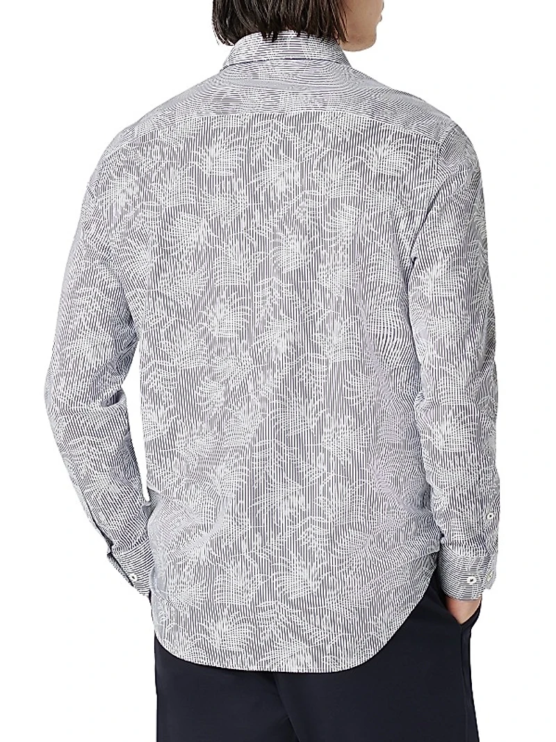 Julian Pinstriped & Leaf Button-Front Shirt