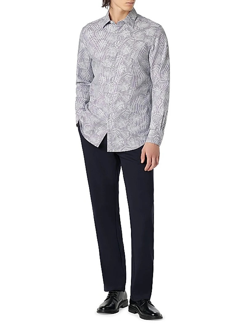 Julian Pinstriped & Leaf Button-Front Shirt