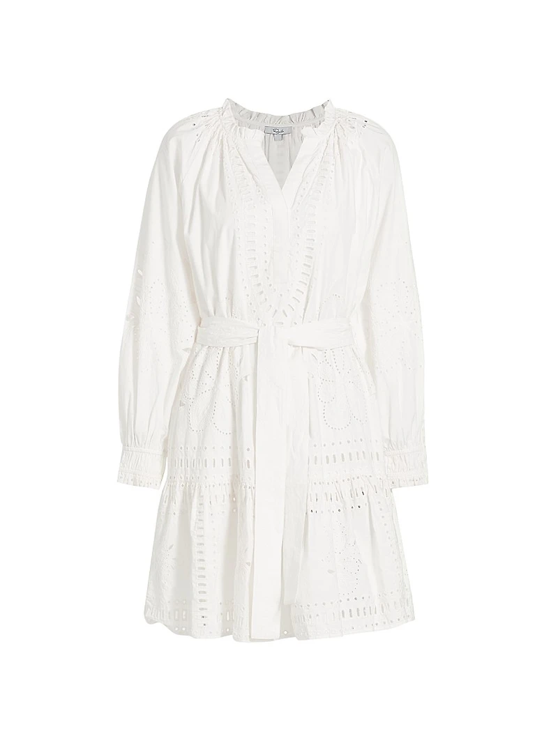 Saylor Cotton Eyelet Tie-Waist Minidress