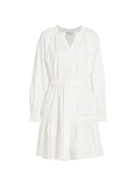 Saylor Cotton Eyelet Tie-Waist Minidress