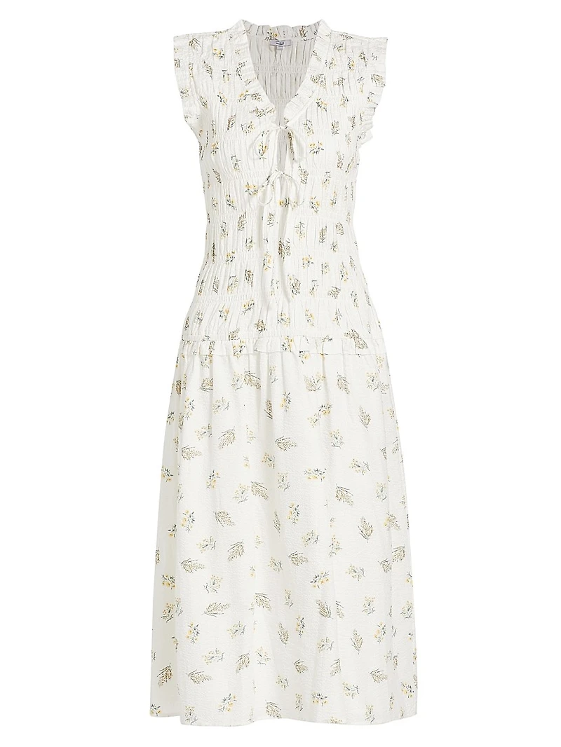 Dion Floral Smocked Midi-Dress