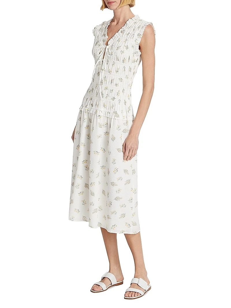 Dion Floral Smocked Midi-Dress