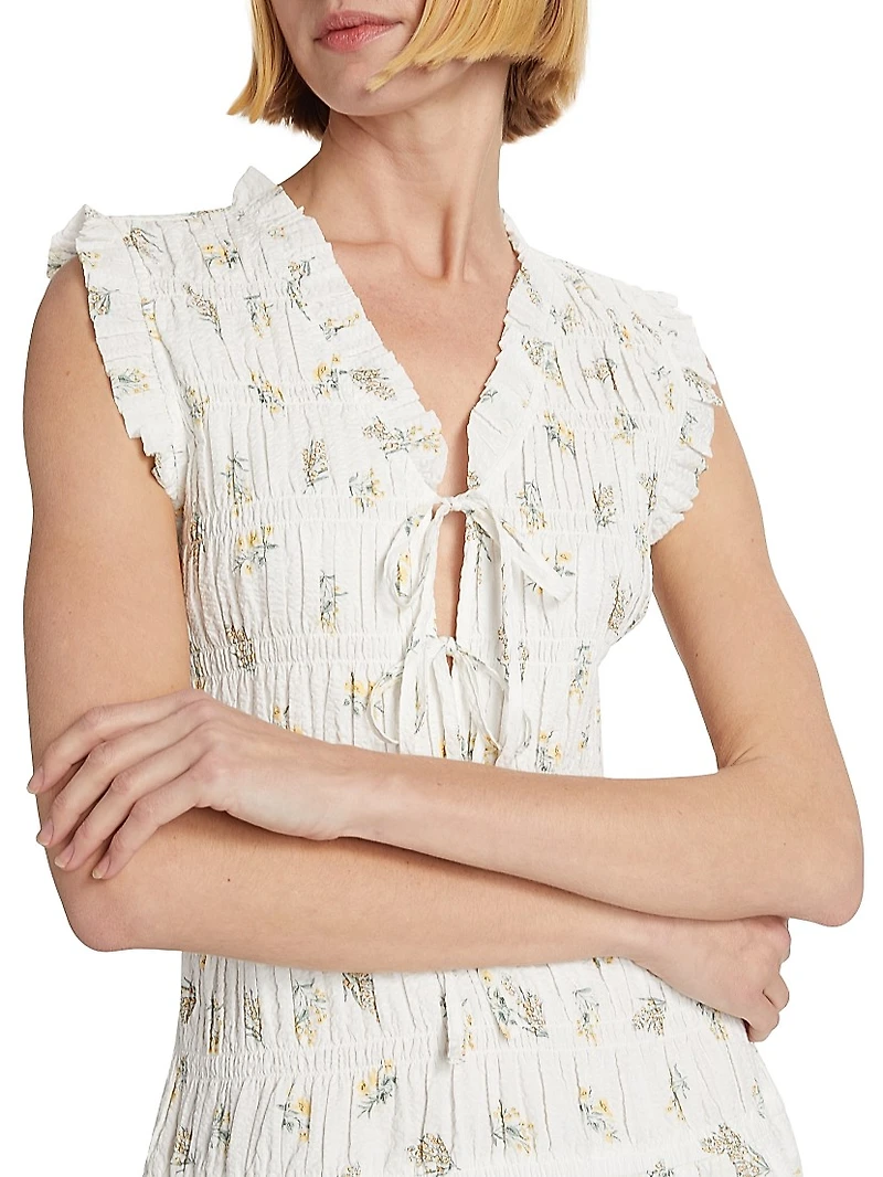 Dion Floral Smocked Midi-Dress