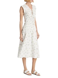 Dion Floral Smocked Midi-Dress