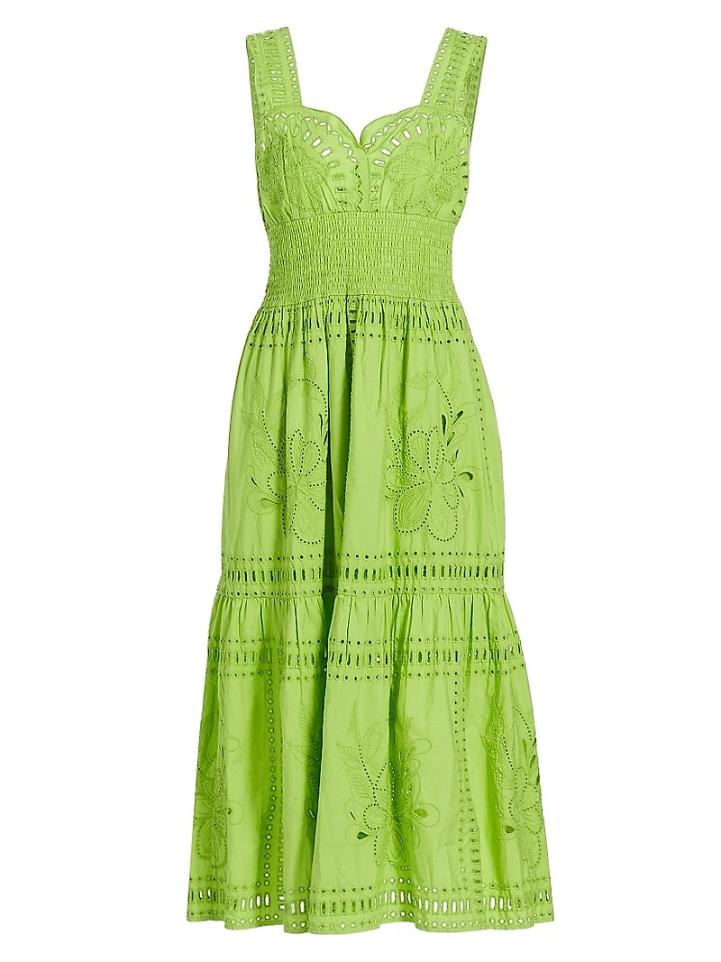 Fawn Eyelet Sweetheart Midi-Dress
