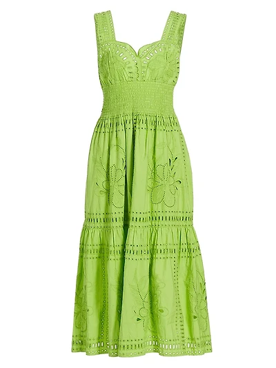 Fawn Eyelet Sweetheart Midi-Dress