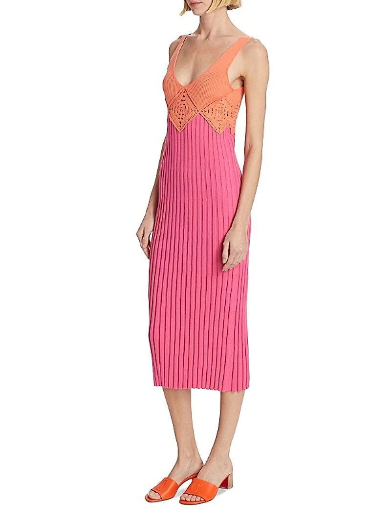 Taryn Colorblock Crochet Midi-Dress