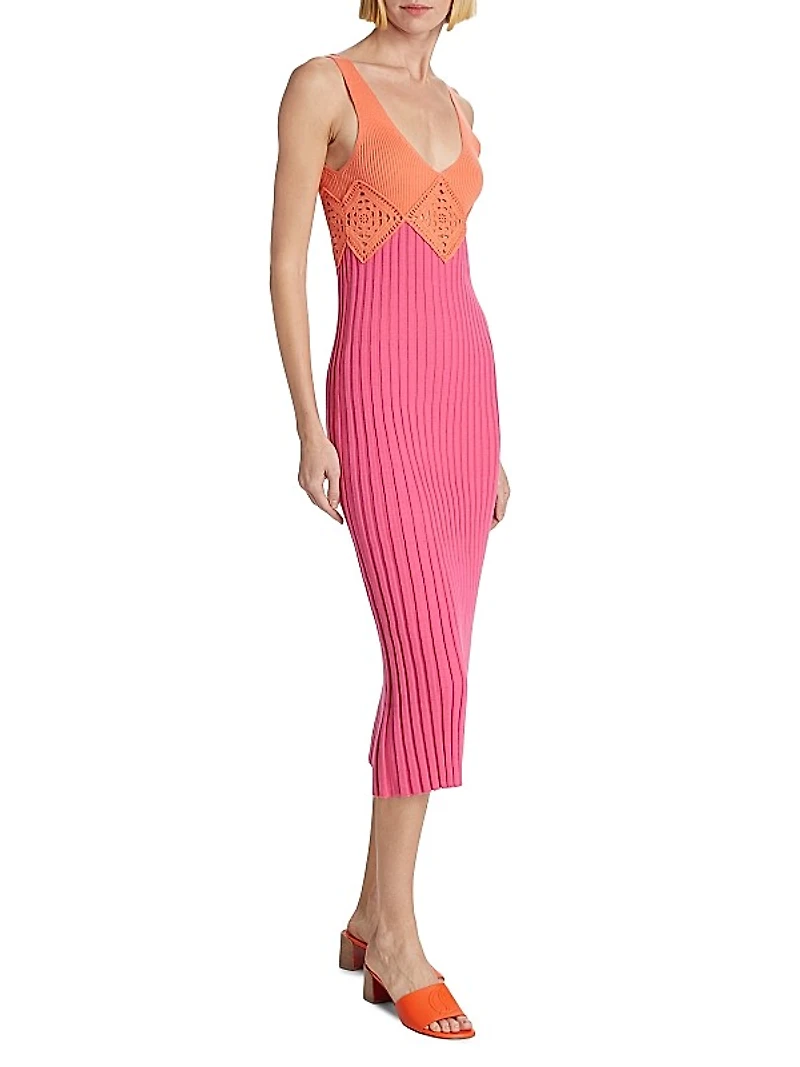 Taryn Colorblock Crochet Midi-Dress