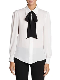 Silk Tie-Neck Blouse