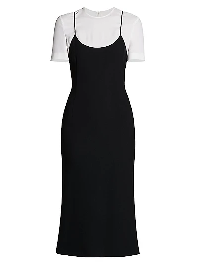 Two-Tone Slip T-Shirt Maxi Dress