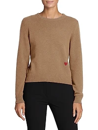 Embroidered Heart Wool-Cashmere Sweater