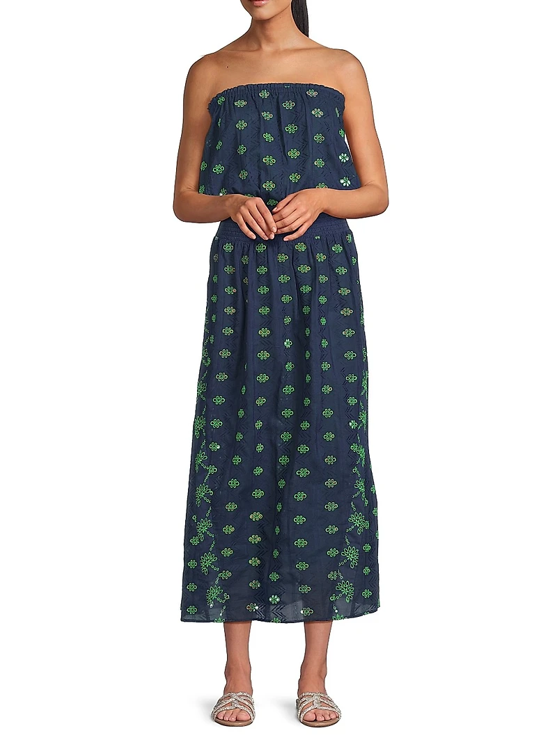 Cynthia Cotton Eyelet Midi-Dress