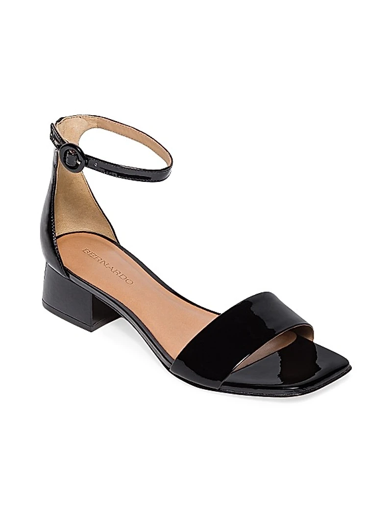 Jalena Patent Leather Low Heel Sandals