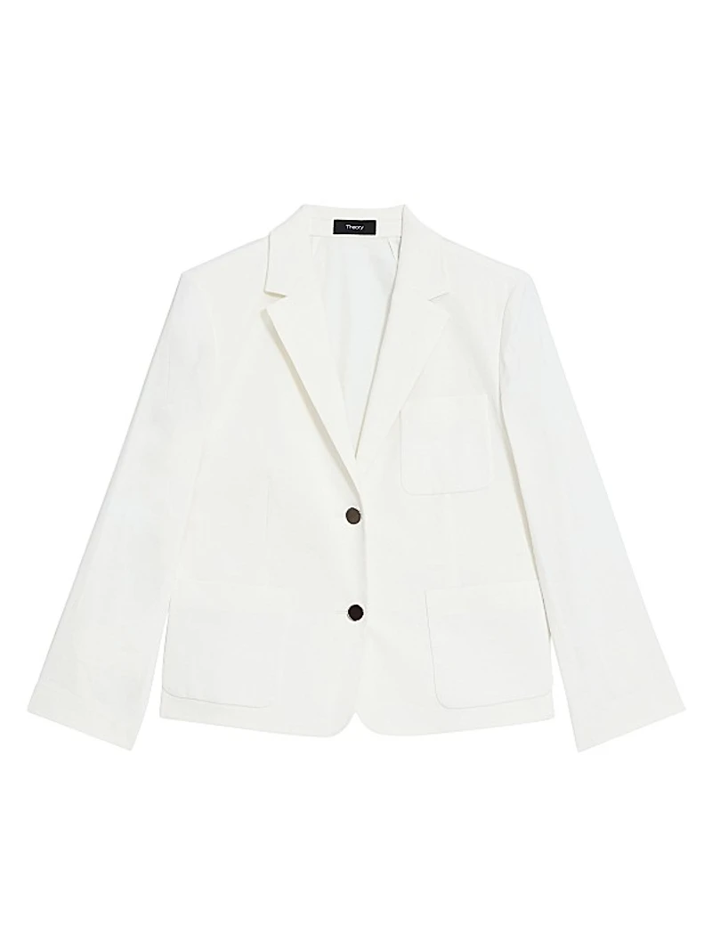 Linen-Blend Shrunken Blazer