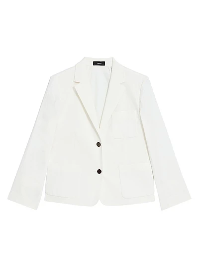 Linen-Blend Shrunken Blazer