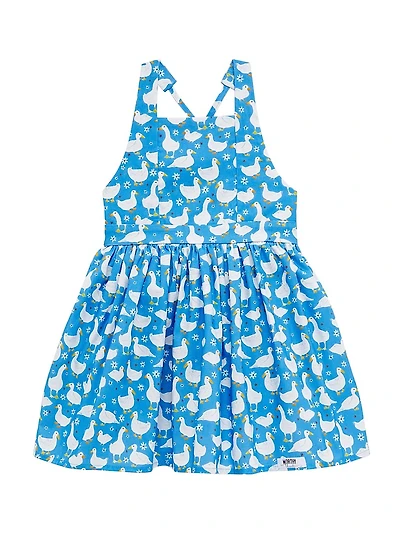 Little Girl's & Duck Cotton Tie-Back Dress