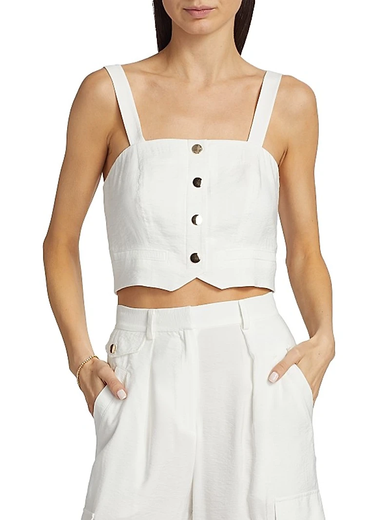 Gabi Button-Front Crop Top