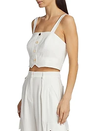 Gabi Button-Front Crop Top