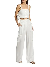 Gabi Button-Front Crop Top