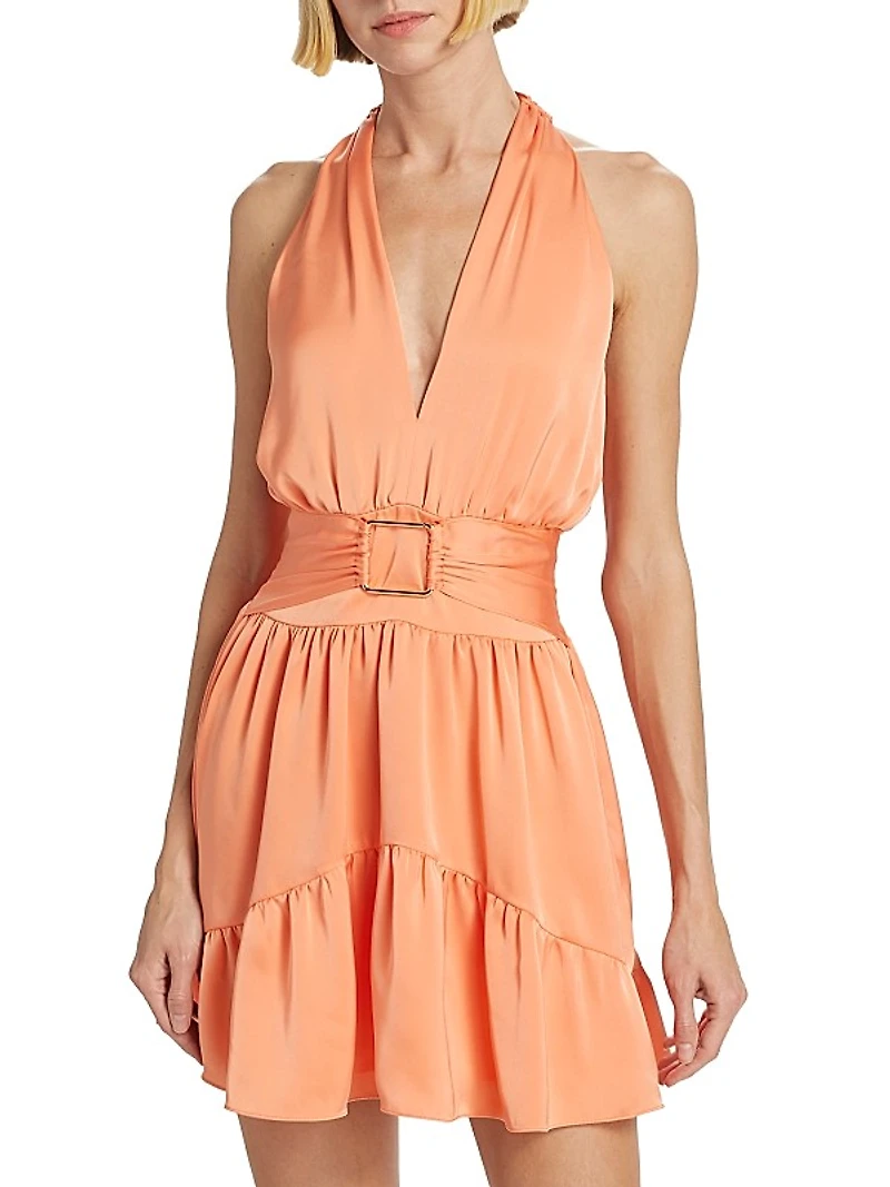 Clover Satin Halter Minidress