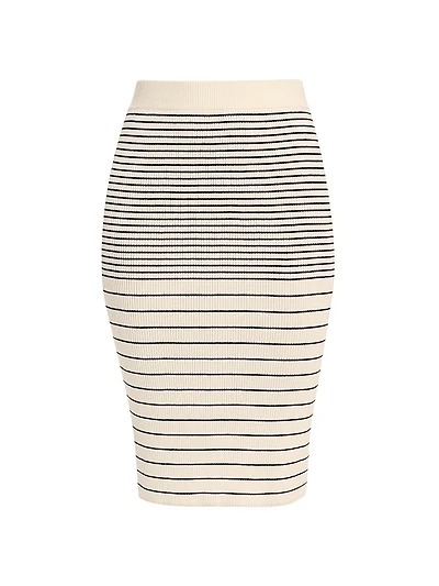 Striped Rib Cotton & Silk Midi-Skirt