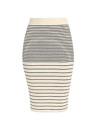 Striped Rib Cotton & Silk Midi-Skirt