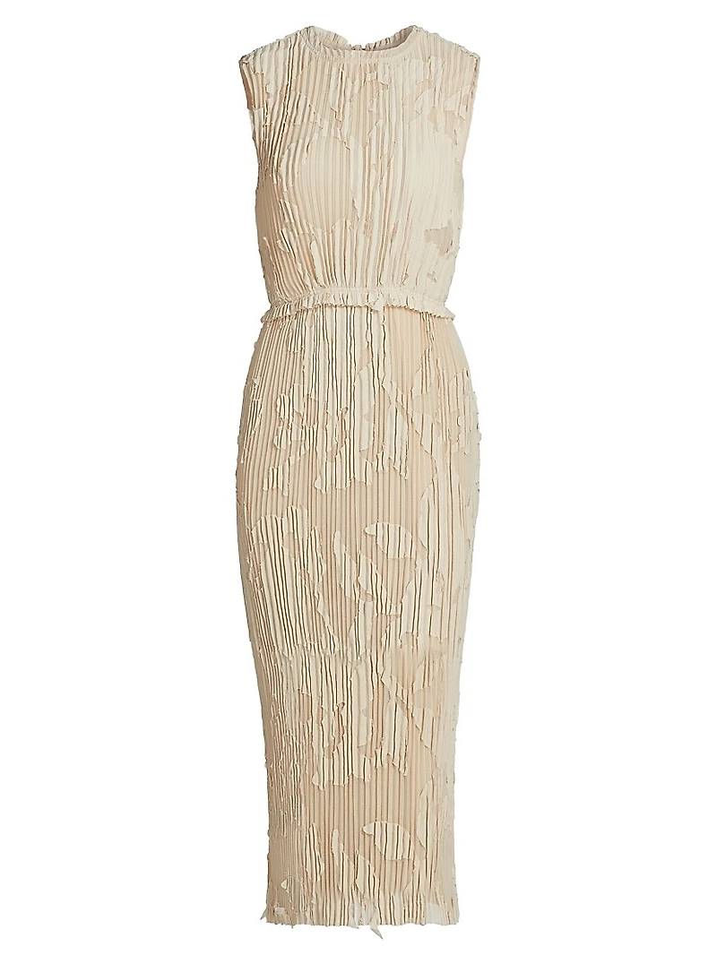 Pleated Fil Coupe Sheath Dress