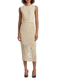 Pleated Fil Coupe Sheath Dress