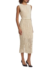 Pleated Fil Coupe Sheath Dress