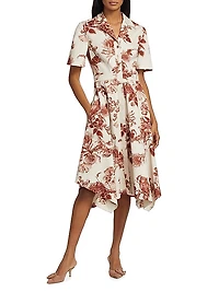Forest Floral Cotton Handkerchief Midi-Dress