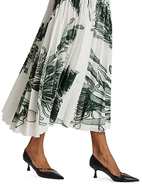 Pincushion Floral Pleated Midi-Dress