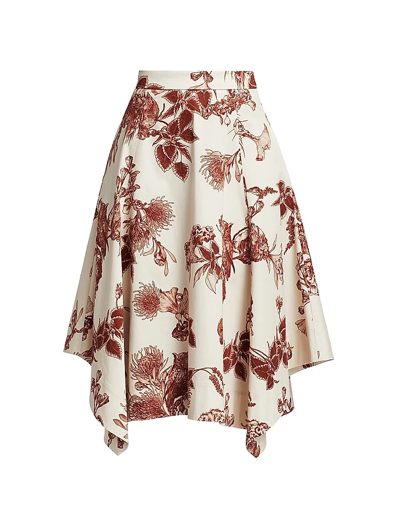 Floral Handkerchief Midi-Skirt