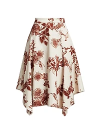 Floral Handkerchief Midi-Skirt
