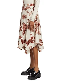 Floral Handkerchief Midi-Skirt