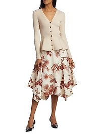 Rib-Knit Peplum Cardigan