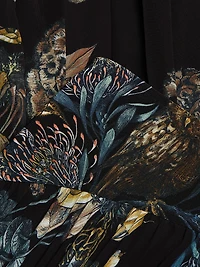 Forest Floral Chiffon Pleated Midi-Skirt