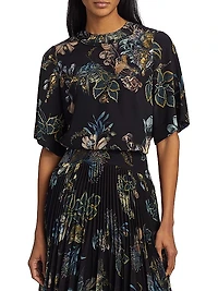 Forest Floral Silk Top