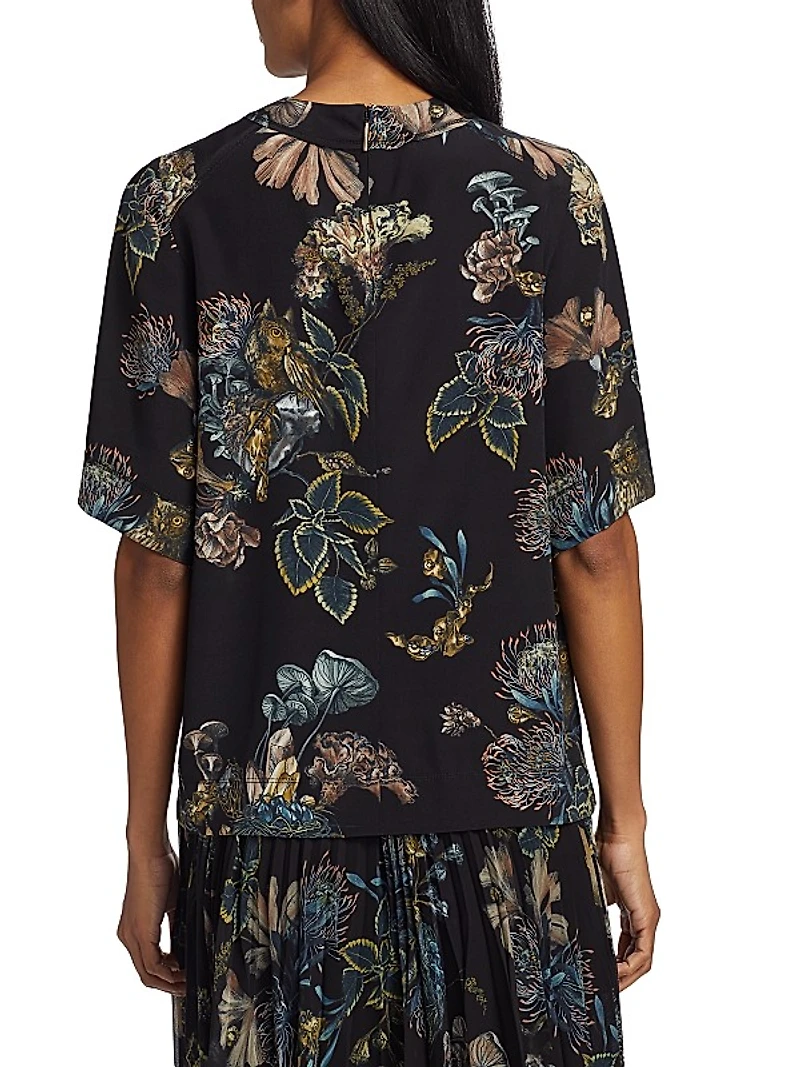Forest Floral Silk Top
