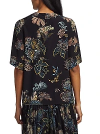 Forest Floral Silk Top