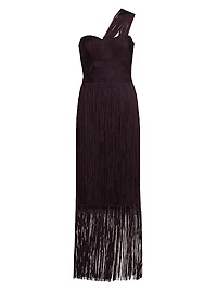 Daniella Fringe One-Shoulder Bandage Gown