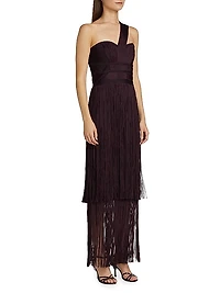 Daniella Fringe One-Shoulder Bandage Gown