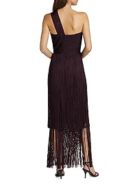 Daniella Fringe One-Shoulder Bandage Gown