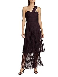 Daniella Fringe One-Shoulder Bandage Gown